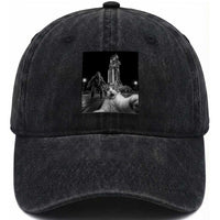 Funny Cat Selfie with Bigfoot Washed Cotton Baseball Cap Back To The Moon Mission 2026