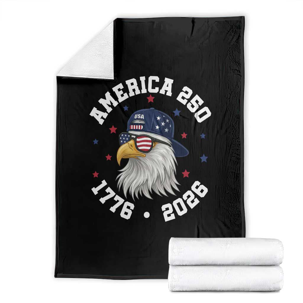 250 Years American Anniversary Throw Blanket Patriotic Bald Eagle Fourth of July