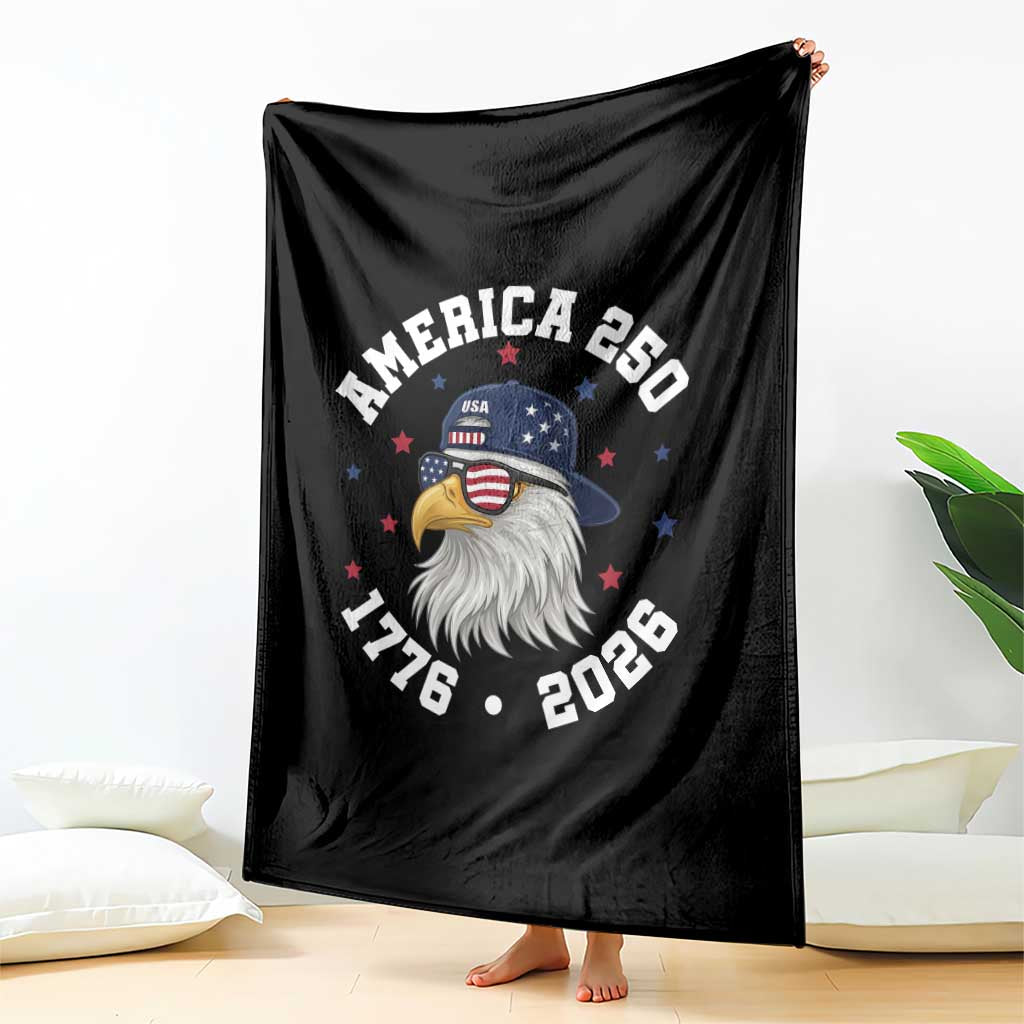 250 Years American Anniversary Throw Blanket Patriotic Bald Eagle Fourth of July