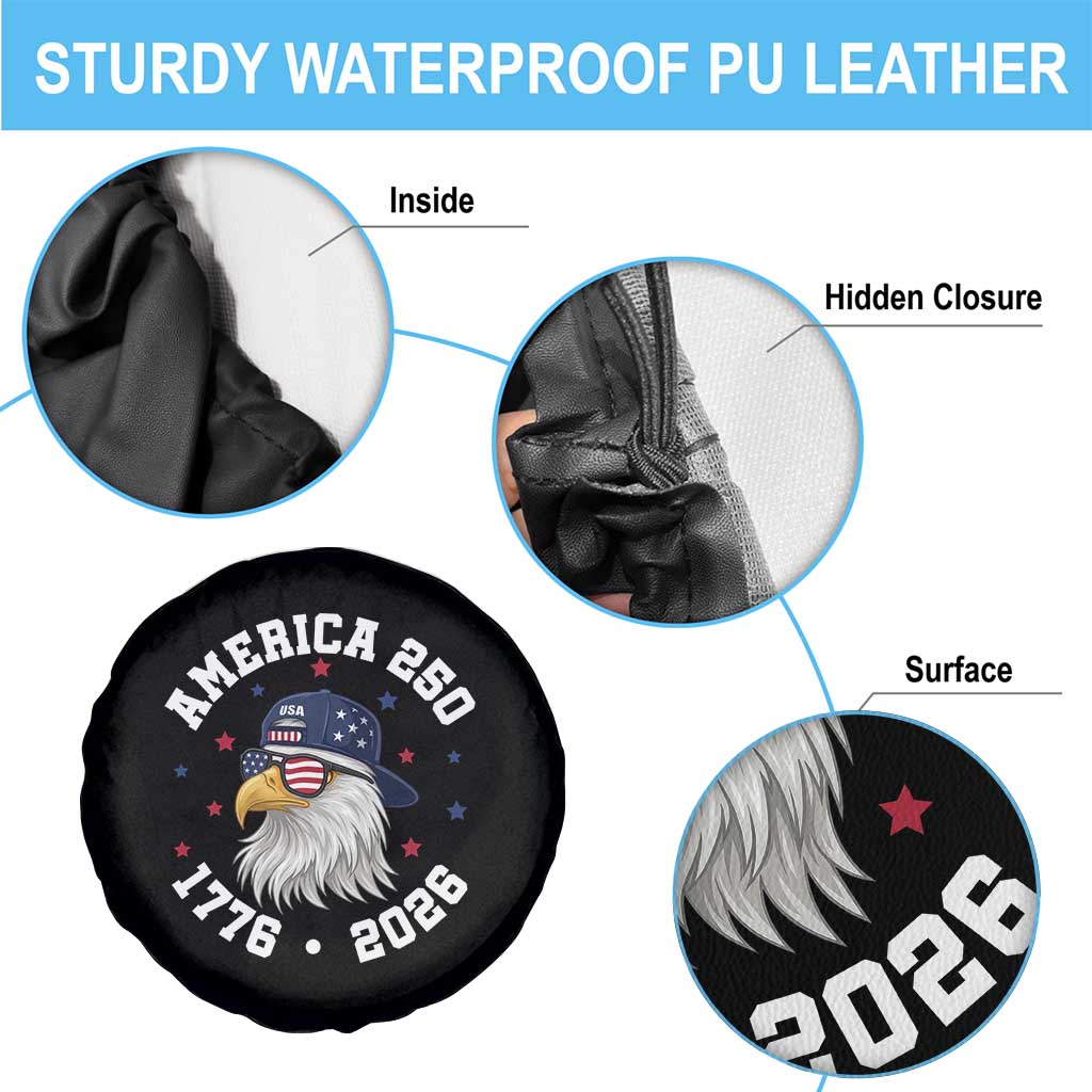 250 Years American Anniversary Spare Tire Cover Patriotic Bald Eagle Fourth of July