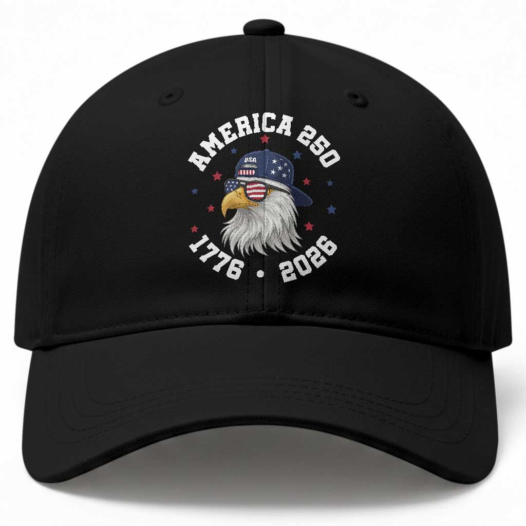 250 Years American Anniversary Baseball Cap Patriotic Bald Eagle Fourth of July