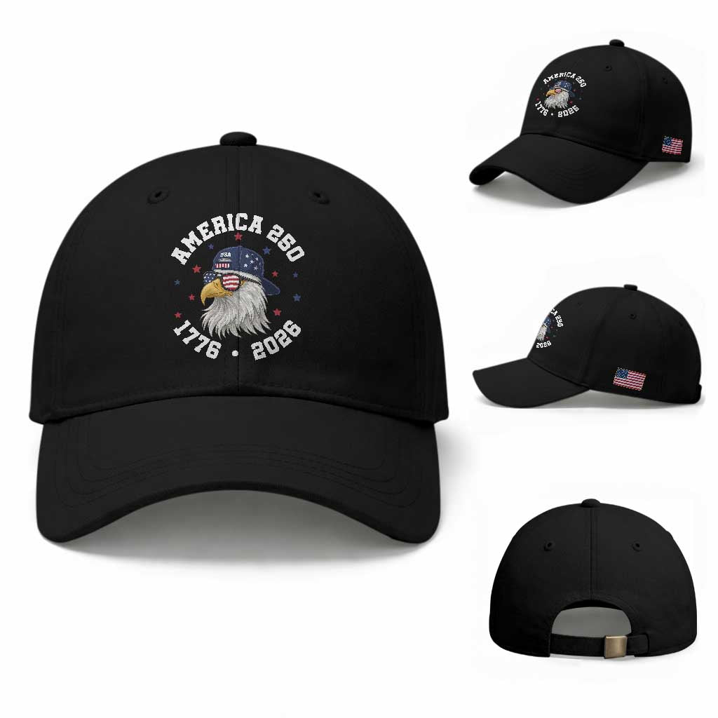250 Years American Anniversary Baseball Cap Patriotic Bald Eagle Fourth of July