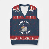 250 Years American Anniversary V-Neck Knit Sweater Vest Patriotic Bald Eagle Fourth of July
