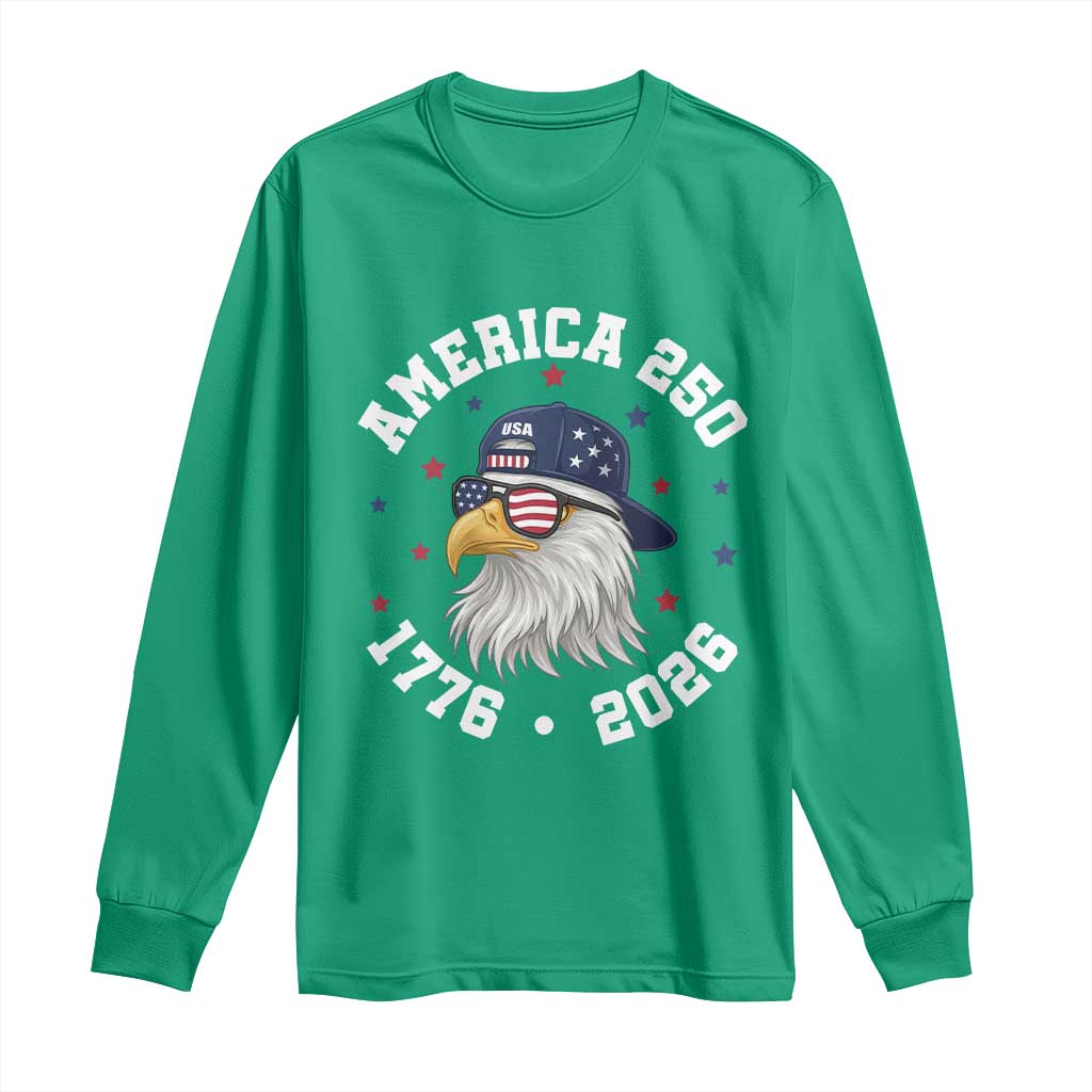 250 Years American Anniversary Long Sleeve Shirt Patriotic Bald Eagle Fourth of July