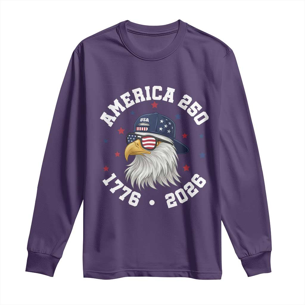 250 Years American Anniversary Long Sleeve Shirt Patriotic Bald Eagle Fourth of July