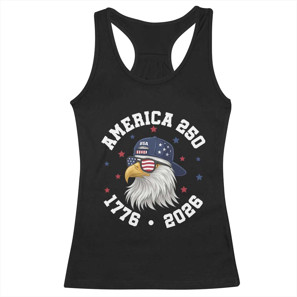250 Years American Anniversary Racerback Tank Top Patriotic Bald Eagle Fourth of July