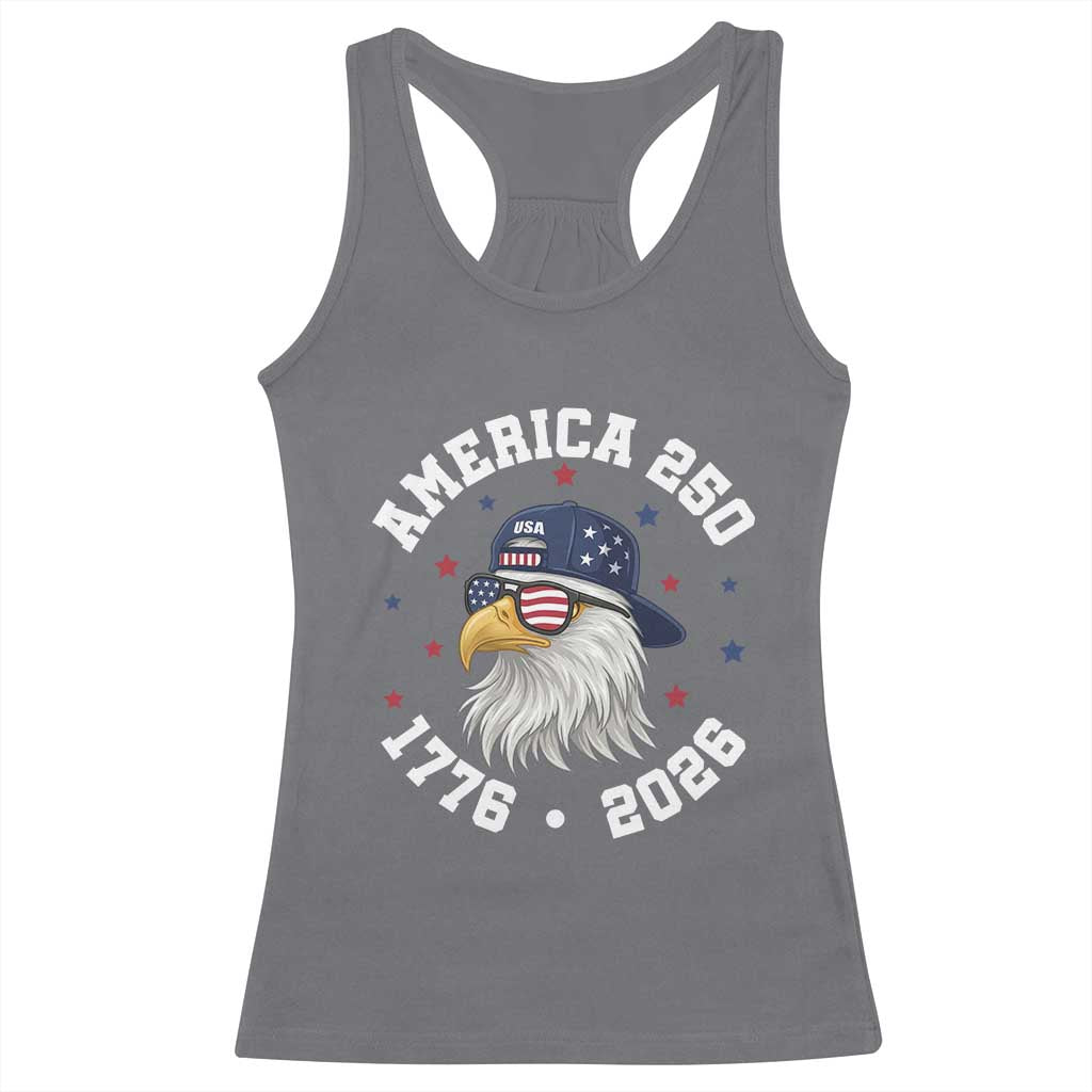 250 Years American Anniversary Racerback Tank Top Patriotic Bald Eagle Fourth of July