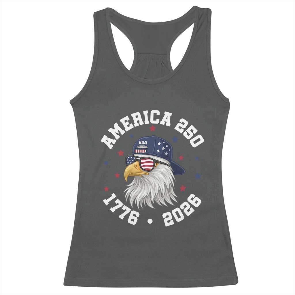 250 Years American Anniversary Racerback Tank Top Patriotic Bald Eagle Fourth of July