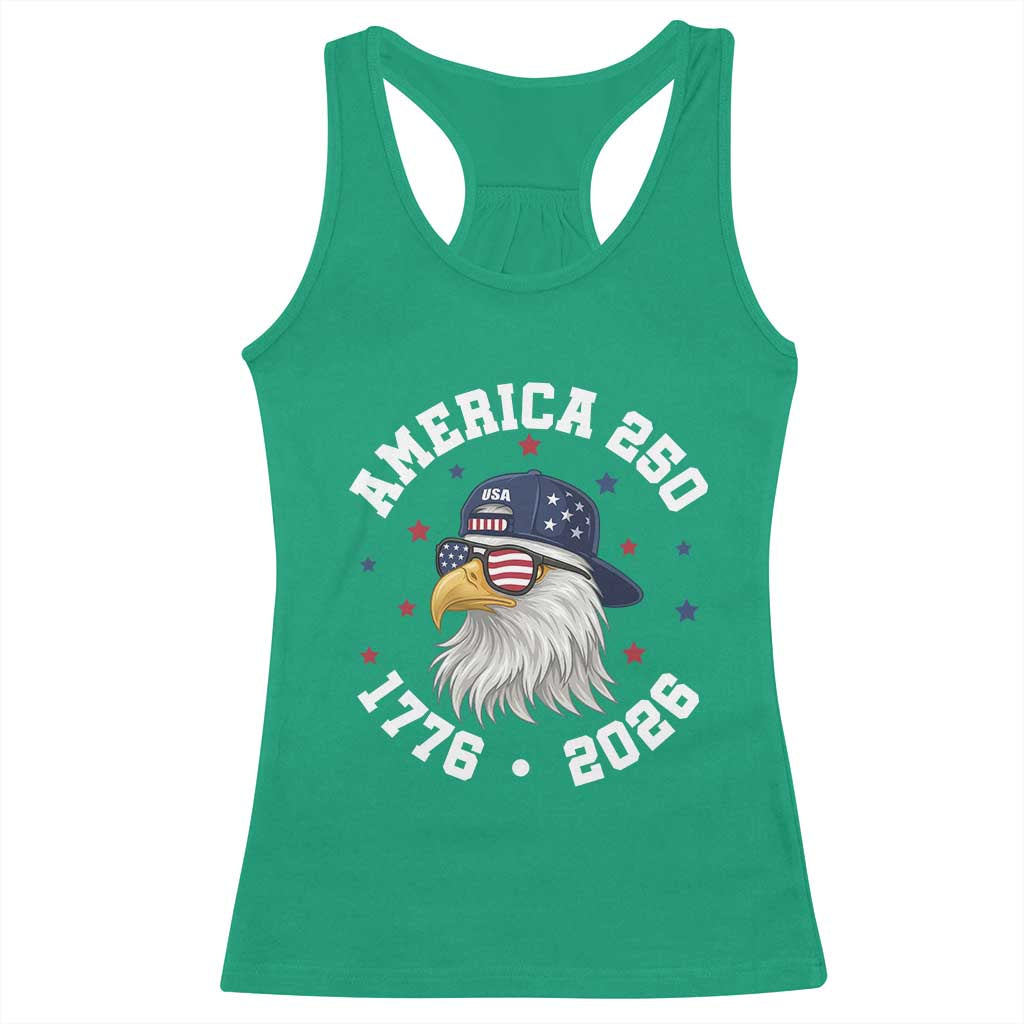 250 Years American Anniversary Racerback Tank Top Patriotic Bald Eagle Fourth of July