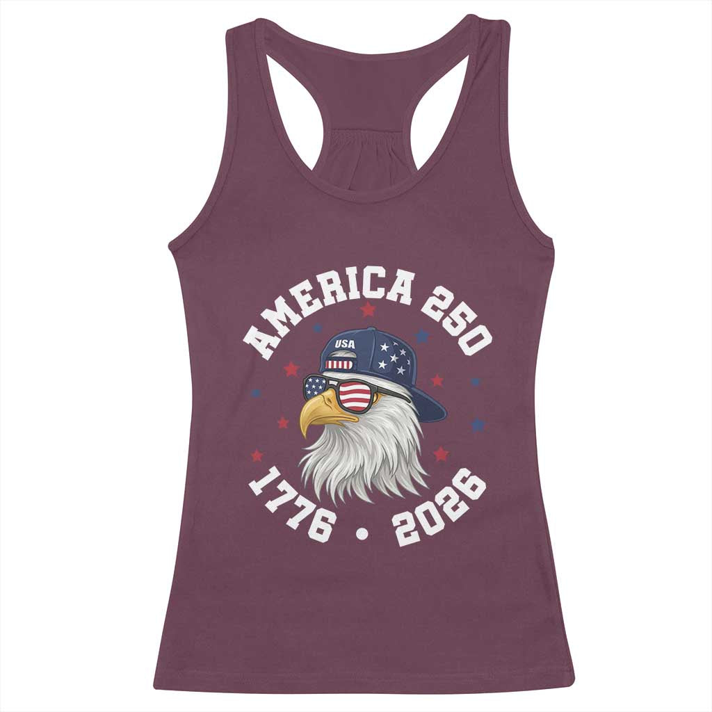 250 Years American Anniversary Racerback Tank Top Patriotic Bald Eagle Fourth of July