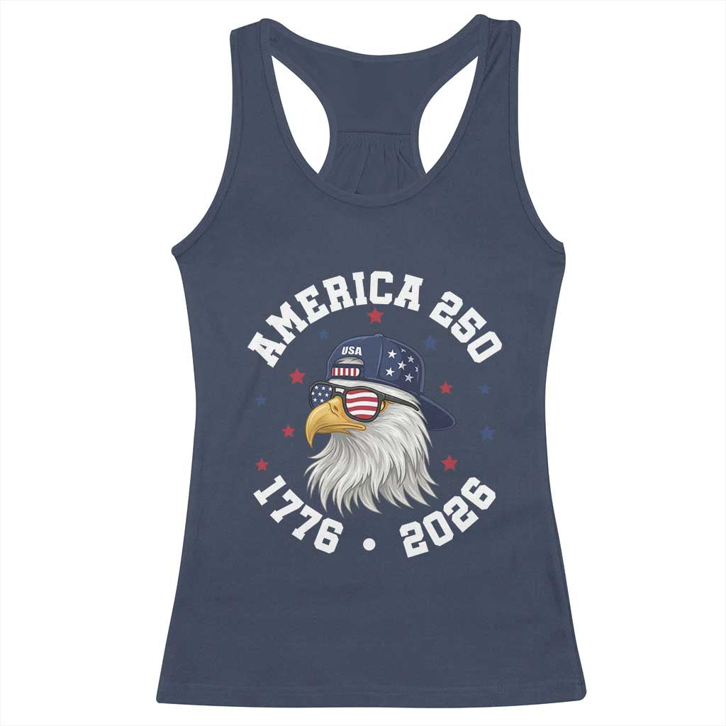 250 Years American Anniversary Racerback Tank Top Patriotic Bald Eagle Fourth of July