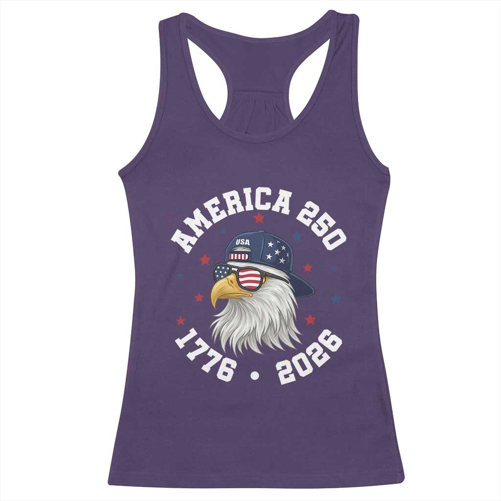 250 Years American Anniversary Racerback Tank Top Patriotic Bald Eagle Fourth of July