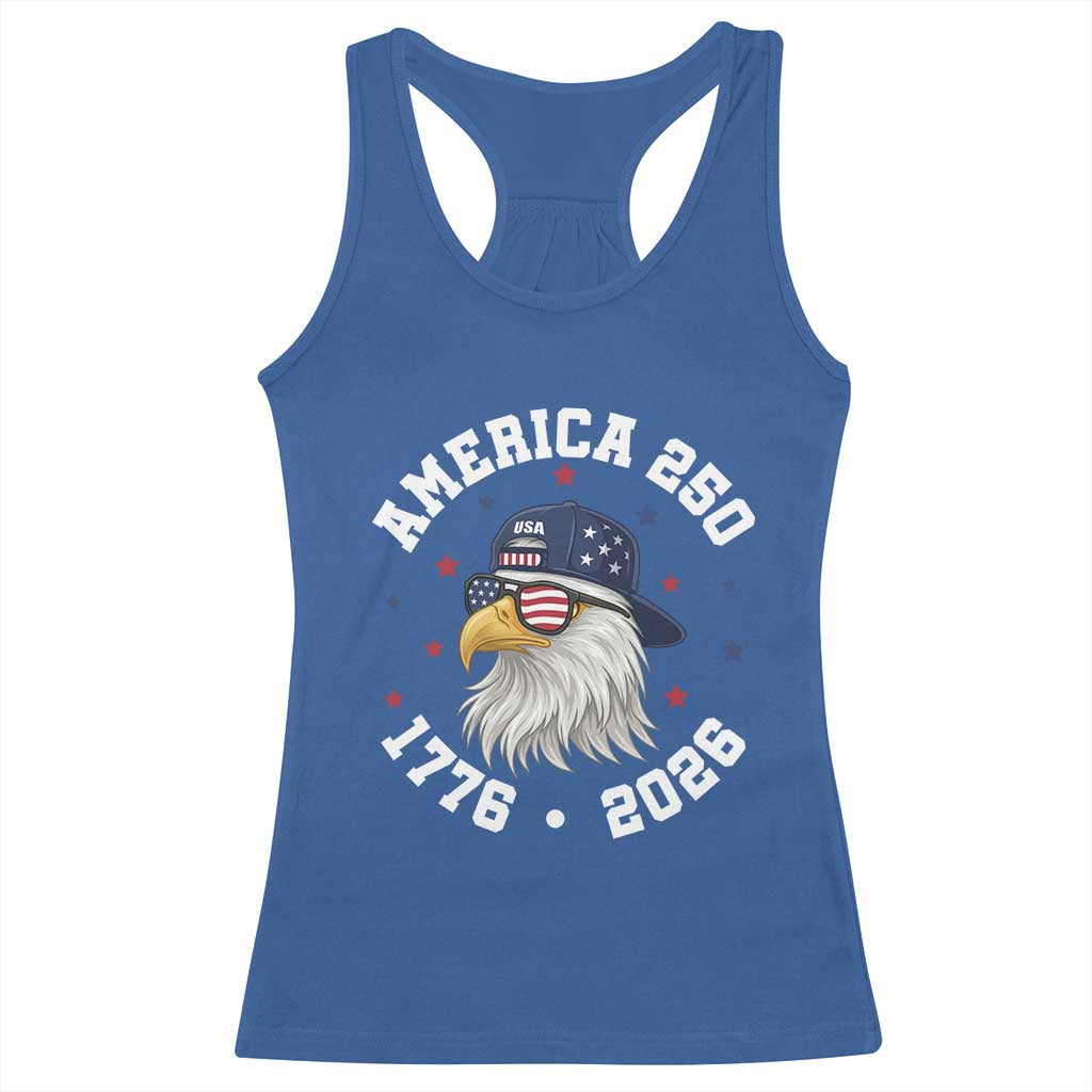 250 Years American Anniversary Racerback Tank Top Patriotic Bald Eagle Fourth of July