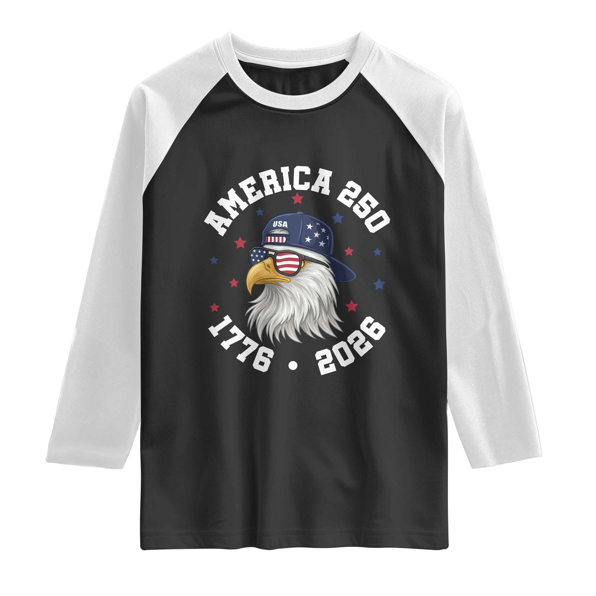 250 Years American Anniversary Raglan Shirt Patriotic Bald Eagle Fourth of July