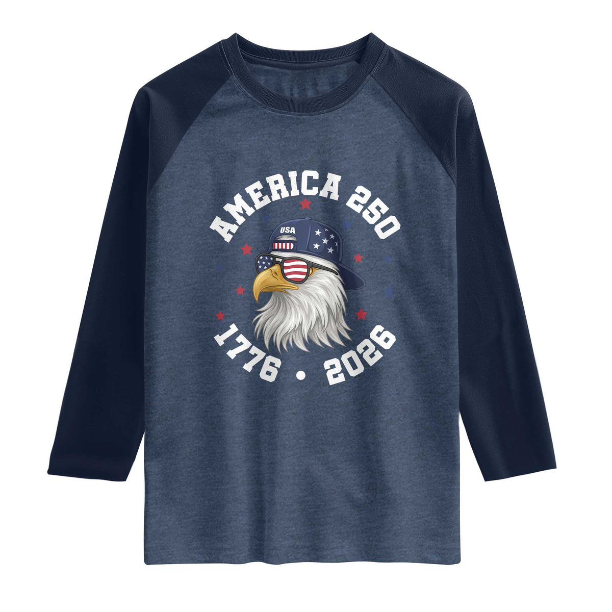 250 Years American Anniversary Raglan Shirt Patriotic Bald Eagle Fourth of July