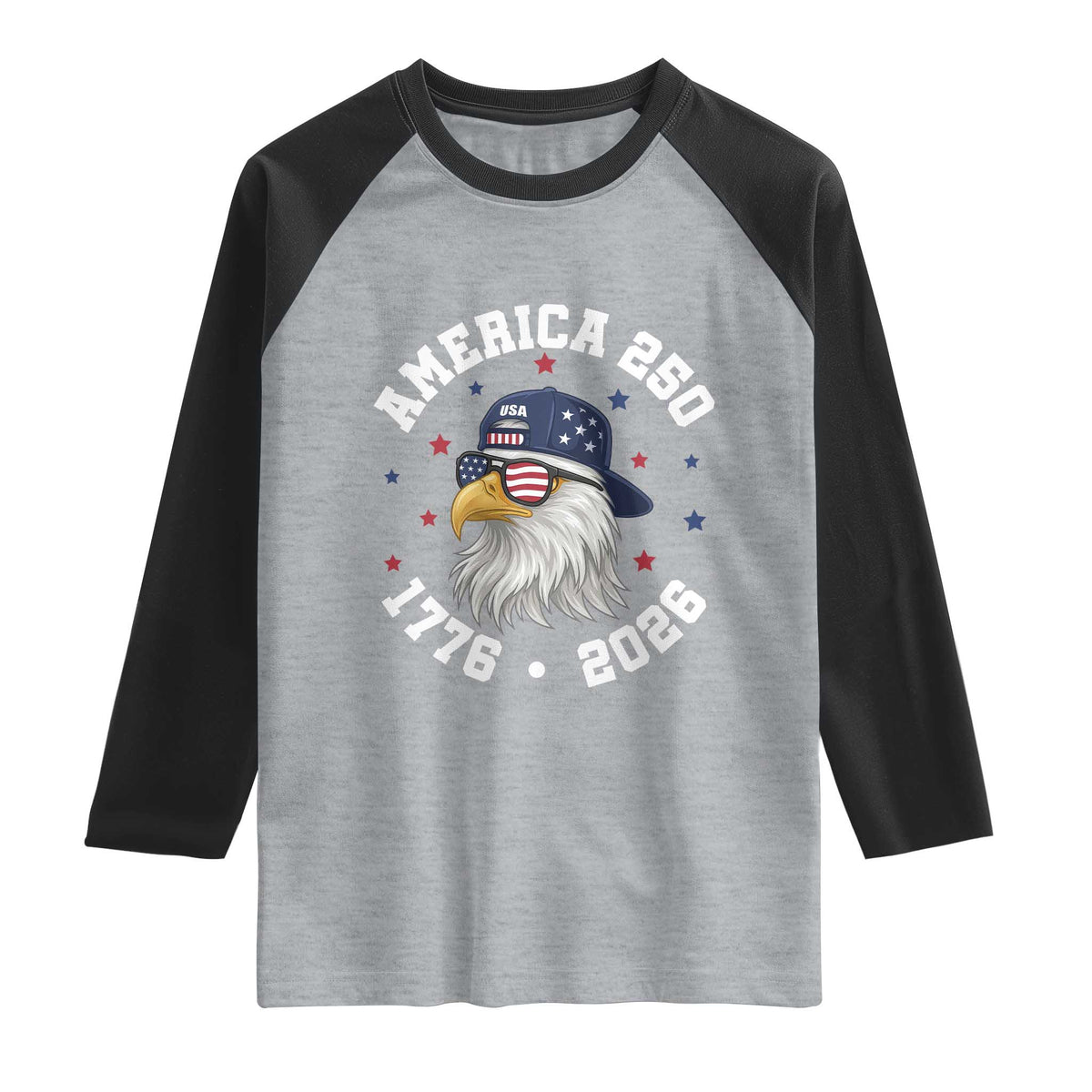 250 Years American Anniversary Raglan Shirt Patriotic Bald Eagle Fourth of July