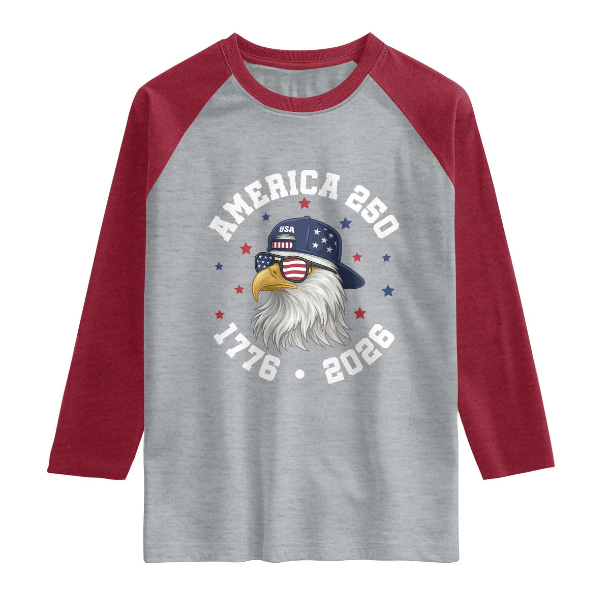 250 Years American Anniversary Raglan Shirt Patriotic Bald Eagle Fourth of July
