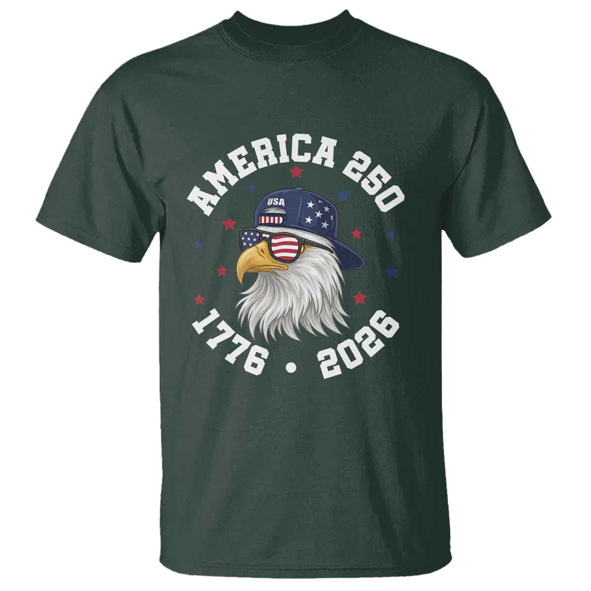 250 Years American Anniversary T Shirt Patriotic Bald Eagle Fourth of July