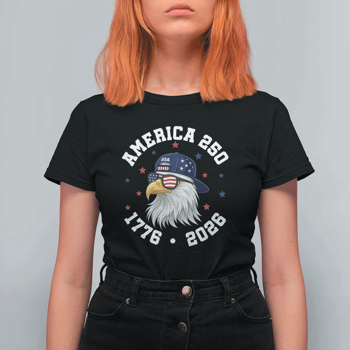 250 Years American Anniversary T Shirt For Women Patriotic Bald Eagle Fourth of July