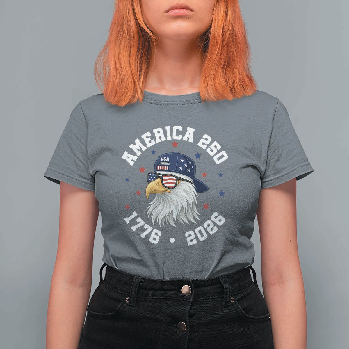 250 Years American Anniversary T Shirt For Women Patriotic Bald Eagle Fourth of July