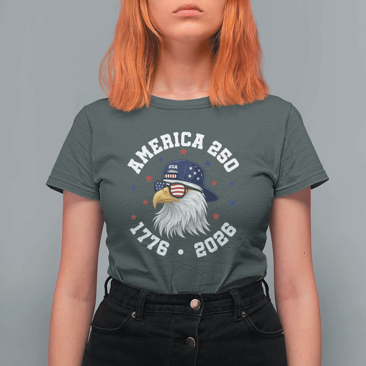 250 Years American Anniversary T Shirt For Women Patriotic Bald Eagle Fourth of July