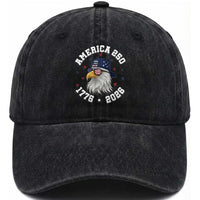 250 Years American Anniversary Washed Cotton Baseball Cap Patriotic Bald Eagle Fourth of July
