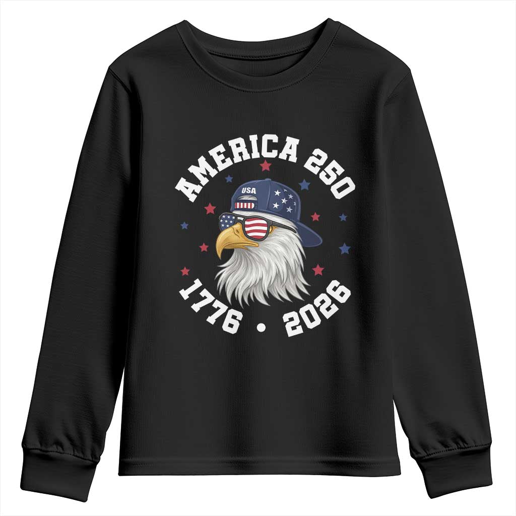 250 Years American Anniversary Youth Sweatshirt Patriotic Bald Eagle Fourth of July