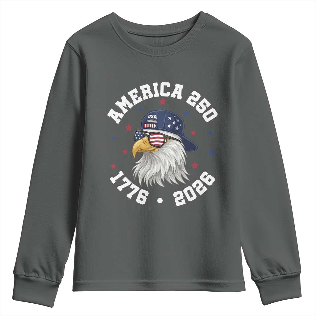 250 Years American Anniversary Youth Sweatshirt Patriotic Bald Eagle Fourth of July