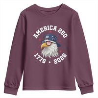 250 Years American Anniversary Youth Sweatshirt Patriotic Bald Eagle Fourth of July