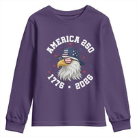 250 Years American Anniversary Youth Sweatshirt Patriotic Bald Eagle Fourth of July