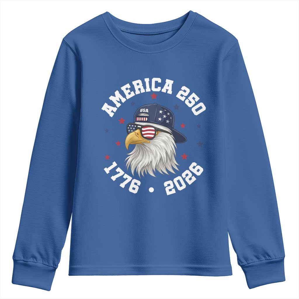 250 Years American Anniversary Youth Sweatshirt Patriotic Bald Eagle Fourth of July