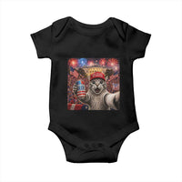 250 Years Of Freedom Baby Onesie Funny Cat Selfie 4th of July Party
