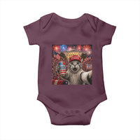 250 Years Of Freedom Baby Onesie Funny Cat Selfie 4th of July Party