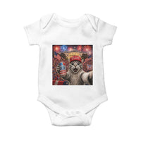 250 Years Of Freedom Baby Onesie Funny Cat Selfie 4th of July Party