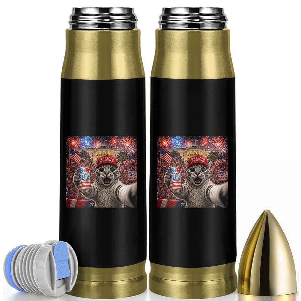 250 Years Of Freedom Bullet Tumbler Funny Cat Selfie 4th of July Party