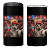 250 Years Of Freedom 4 in 1 Can Cooler Tumbler Funny Cat Selfie 4th of July Party