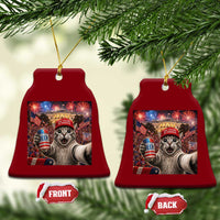 250 Years Of Freedom Ceramic Ornament Funny Cat Selfie 4th of July Party