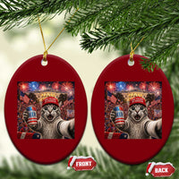 250 Years Of Freedom Ceramic Ornament Funny Cat Selfie 4th of July Party
