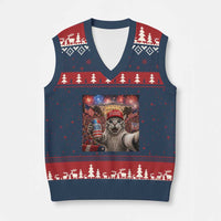 250 Years Of Freedom V-Neck Knit Sweater Vest Funny Cat Selfie 4th of July Party