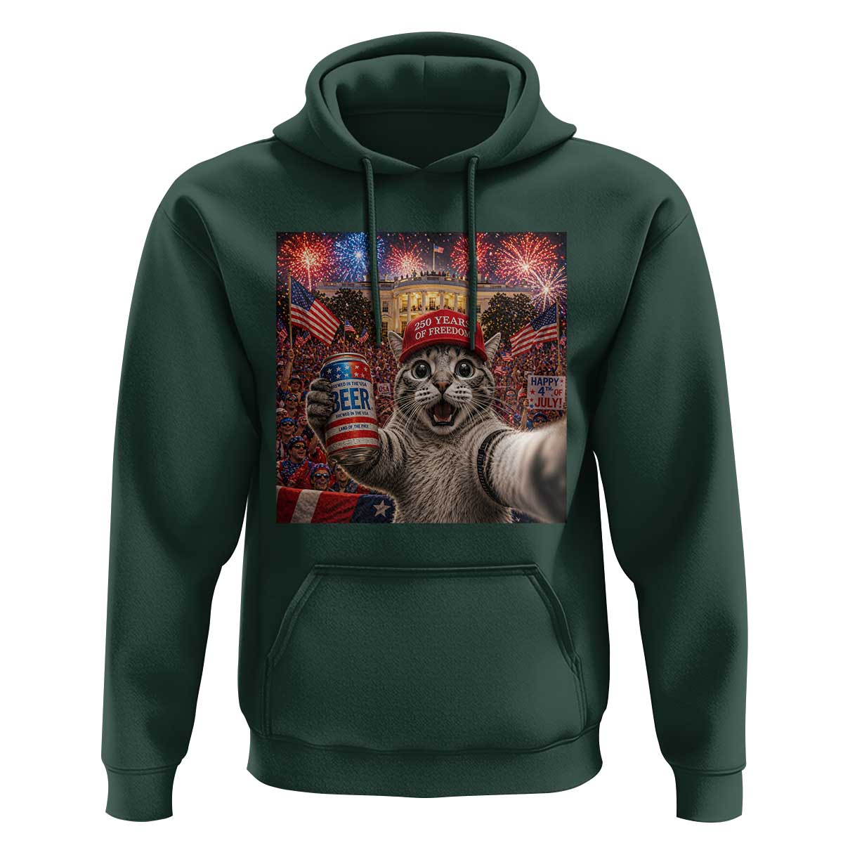 250 Years Of Freedom Hoodie Funny Cat Selfie 4th of July Party