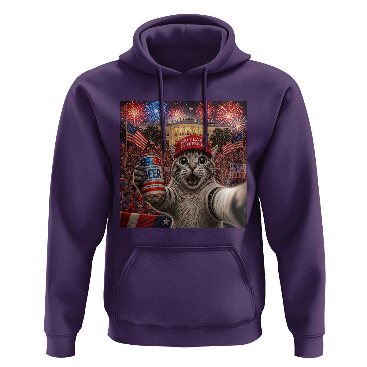 250 Years Of Freedom Hoodie Funny Cat Selfie 4th of July Party