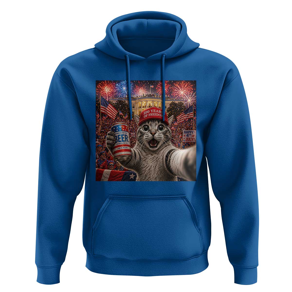 250 Years Of Freedom Hoodie Funny Cat Selfie 4th of July Party
