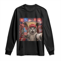 250 Years Of Freedom Long Sleeve Shirt Funny Cat Selfie 4th of July Party