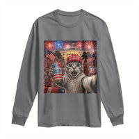 250 Years Of Freedom Long Sleeve Shirt Funny Cat Selfie 4th of July Party