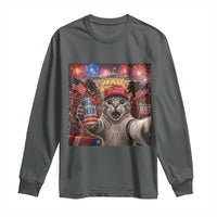 250 Years Of Freedom Long Sleeve Shirt Funny Cat Selfie 4th of July Party