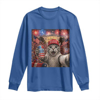 250 Years Of Freedom Long Sleeve Shirt Funny Cat Selfie 4th of July Party