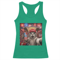 250 Years Of Freedom Racerback Tank Top Funny Cat Selfie 4th of July Party