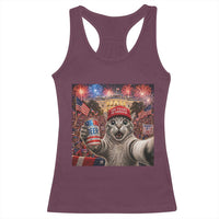 250 Years Of Freedom Racerback Tank Top Funny Cat Selfie 4th of July Party