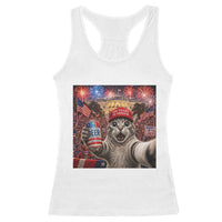 250 Years Of Freedom Racerback Tank Top Funny Cat Selfie 4th of July Party