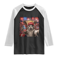 250 Years Of Freedom Raglan Shirt Funny Cat Selfie 4th of July Party